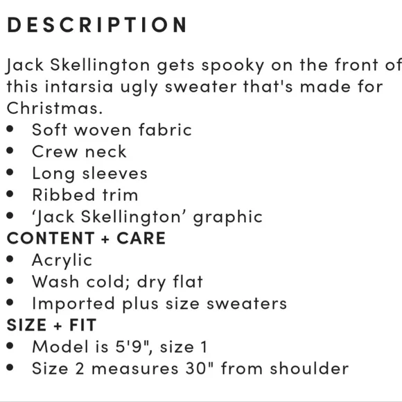 TORRID Disney NMBC Jack Skellington Face Black Sweater! NWT! - Picture 6 of 7